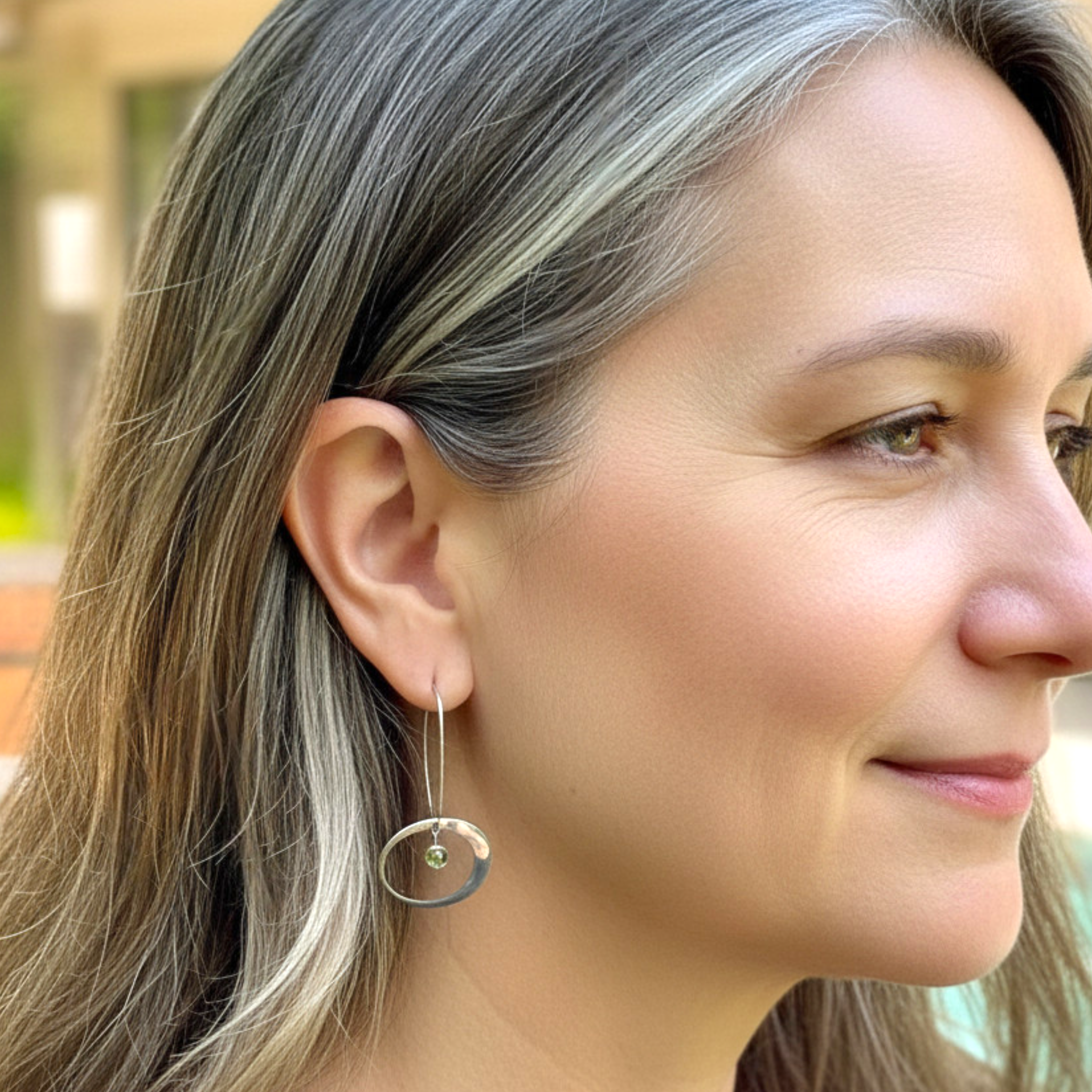Elliptical Elegance Peridot Earrings