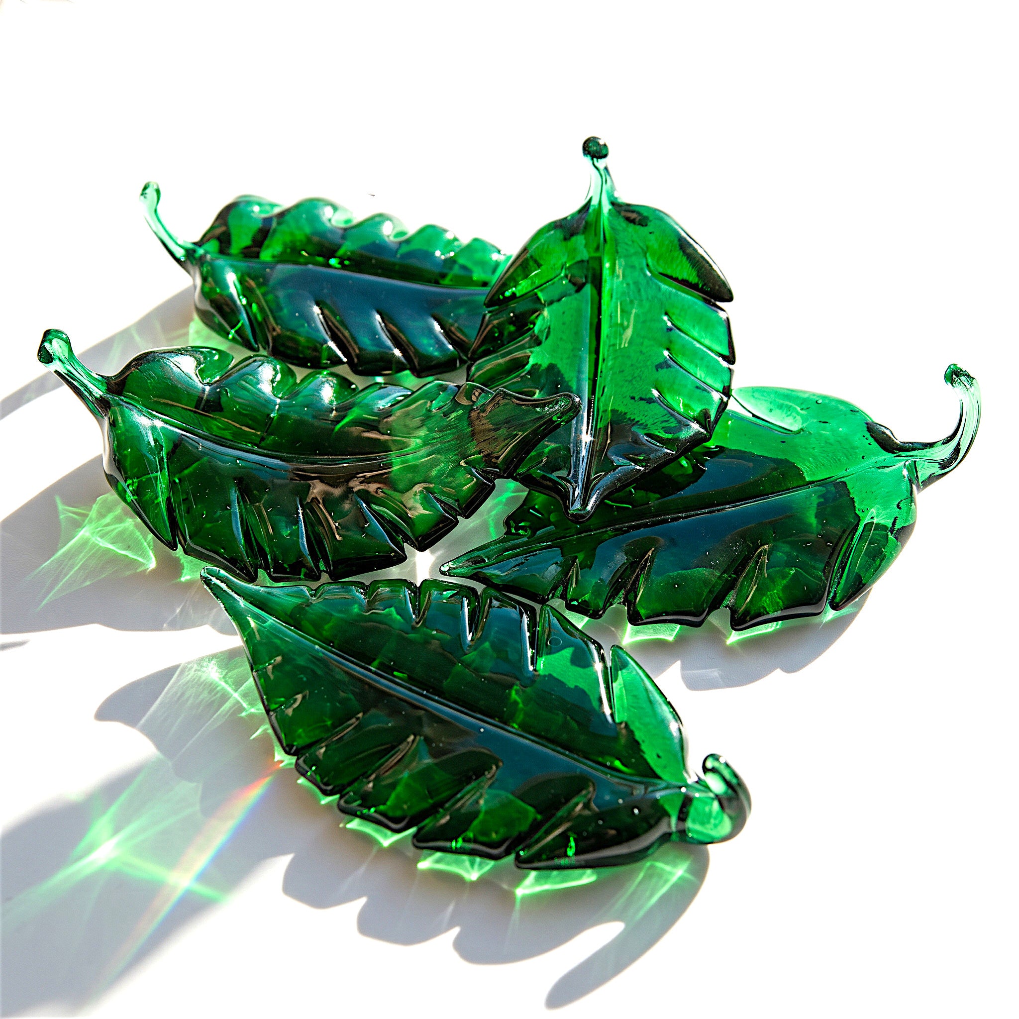 Deep Emerald Glass Leaf