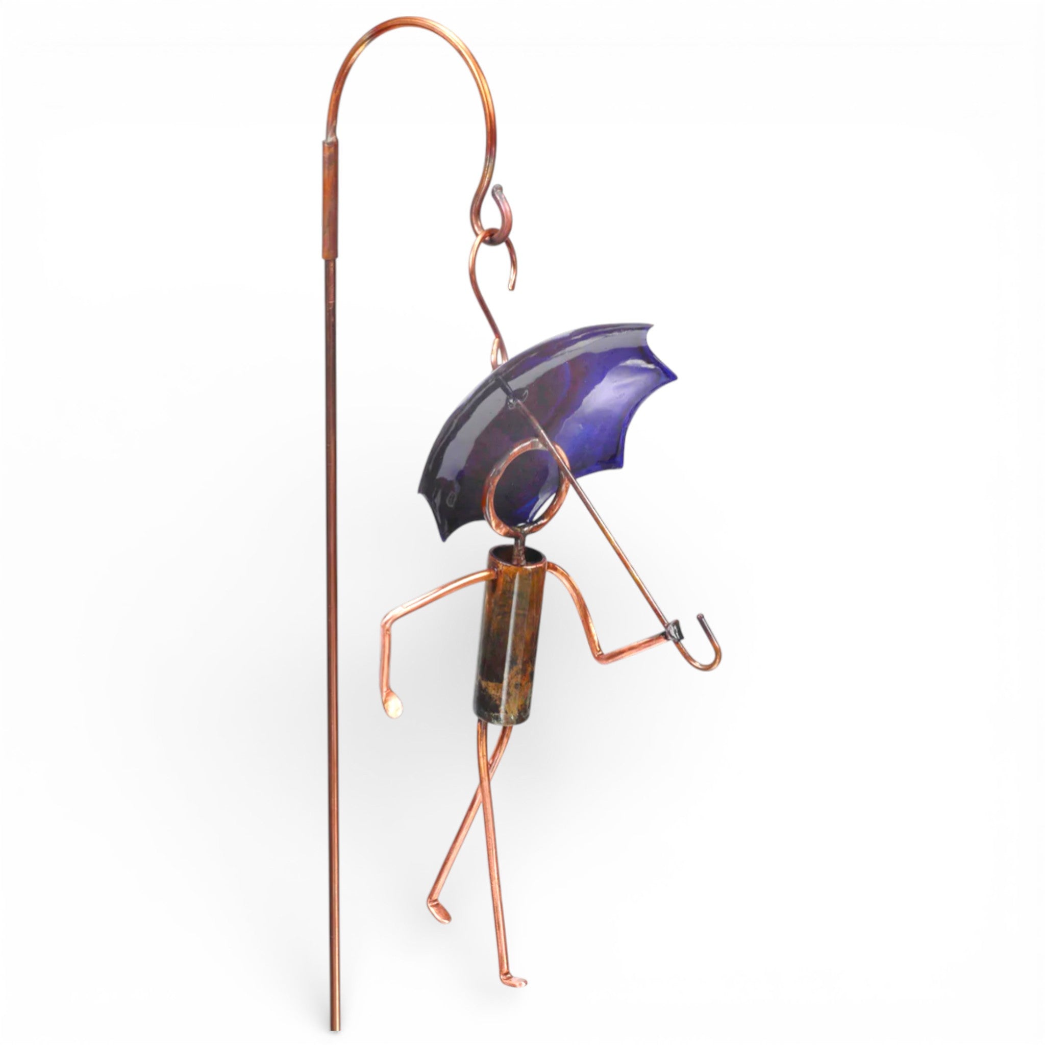 Handcrafted Umbrella Fella is a whimsical garden stake for your spring garden
