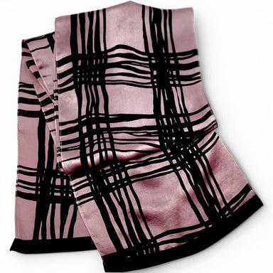 grey silk scarf with geometric pattern