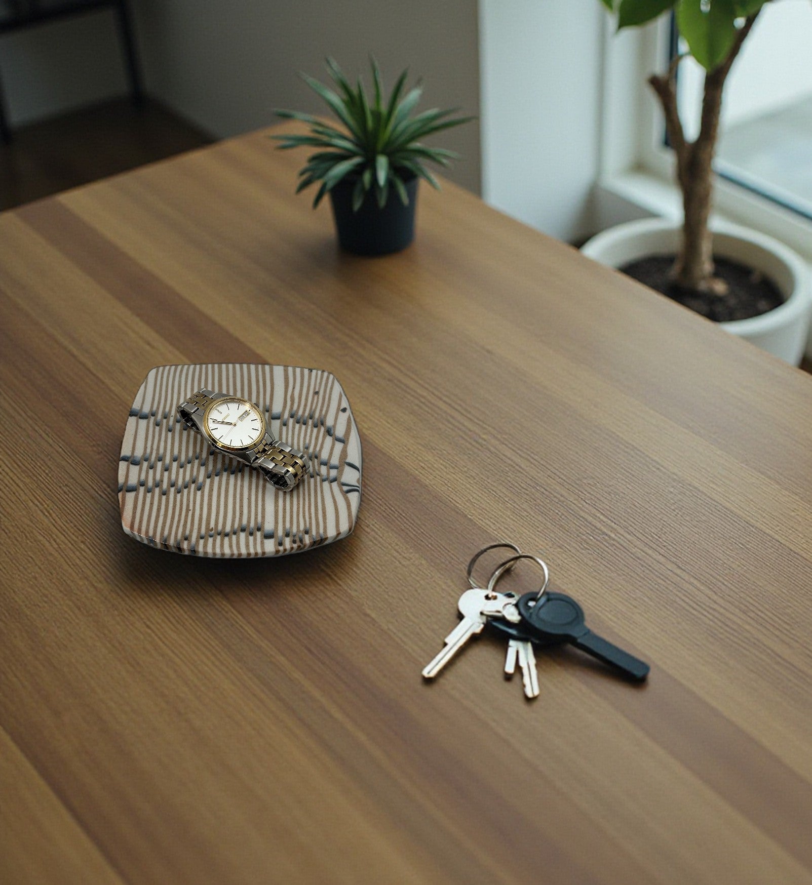 handcrafted-colored porcelain plate is great for holding small objects