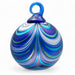 Colorful handcrafted glass ornament with swirling patterns 
