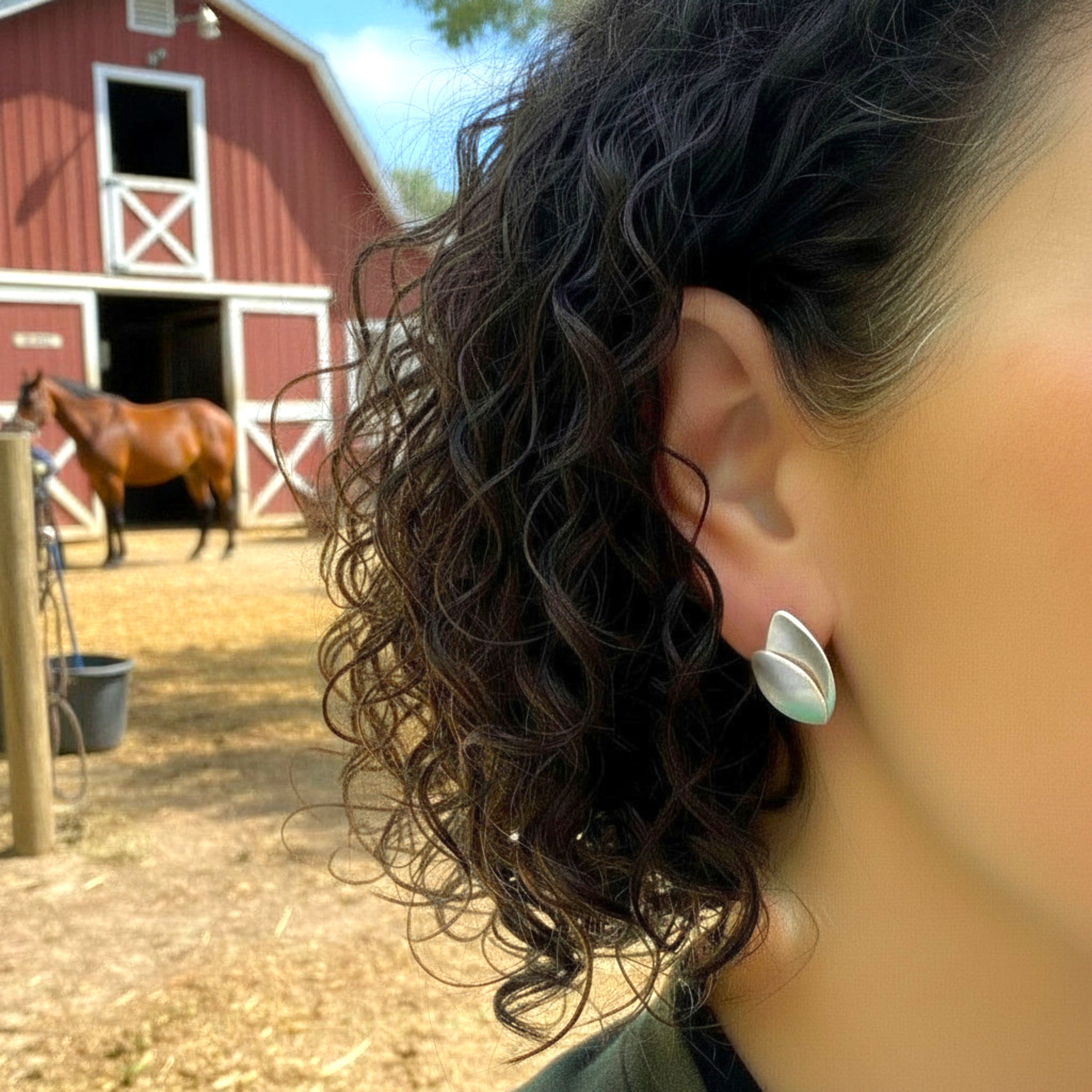 Layered Leaves Earrings - Post