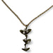 A bronze hand-painted pendant featuring a stylized vine with freshwater pearls, attached to a gold-colored chain.