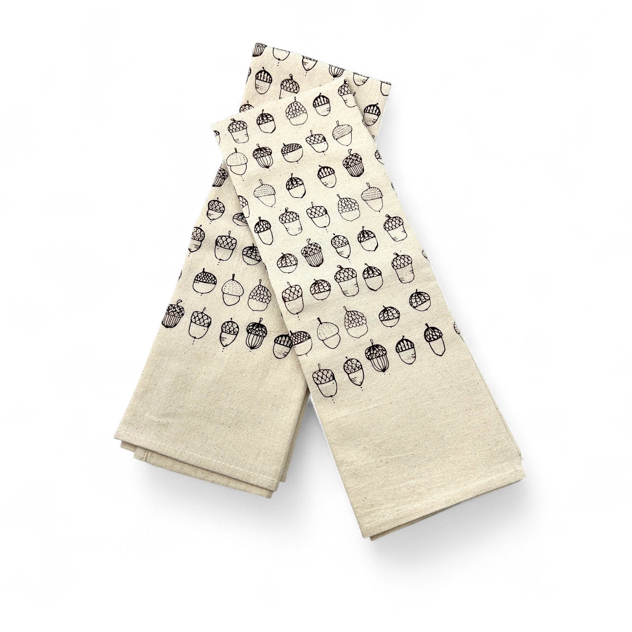 Hand Printed Kitchen Towel - Acorns