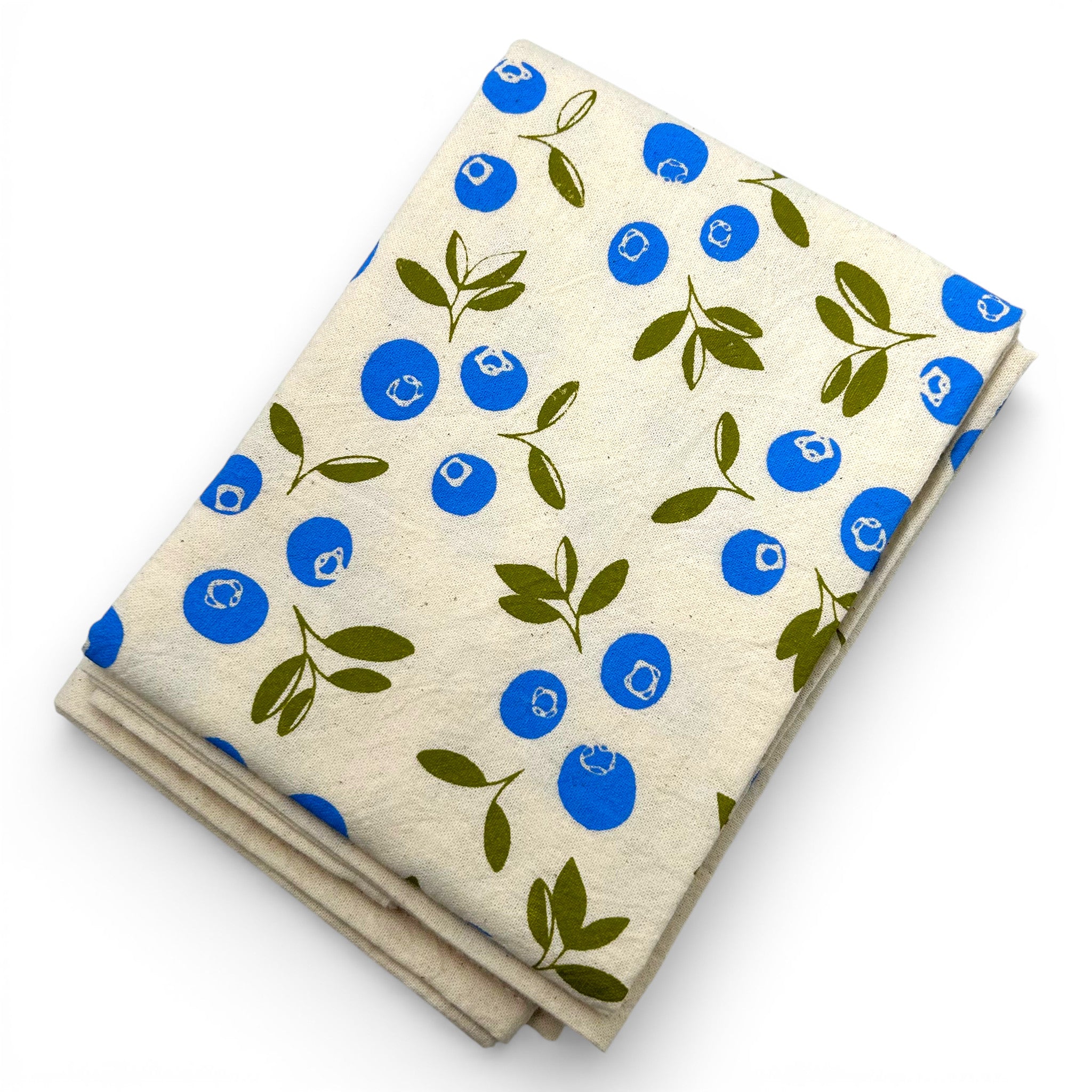 Hand-printed Turkish cotton kitchen towel with an original blueberry illustration will give your kitchen a burst of seasonal color