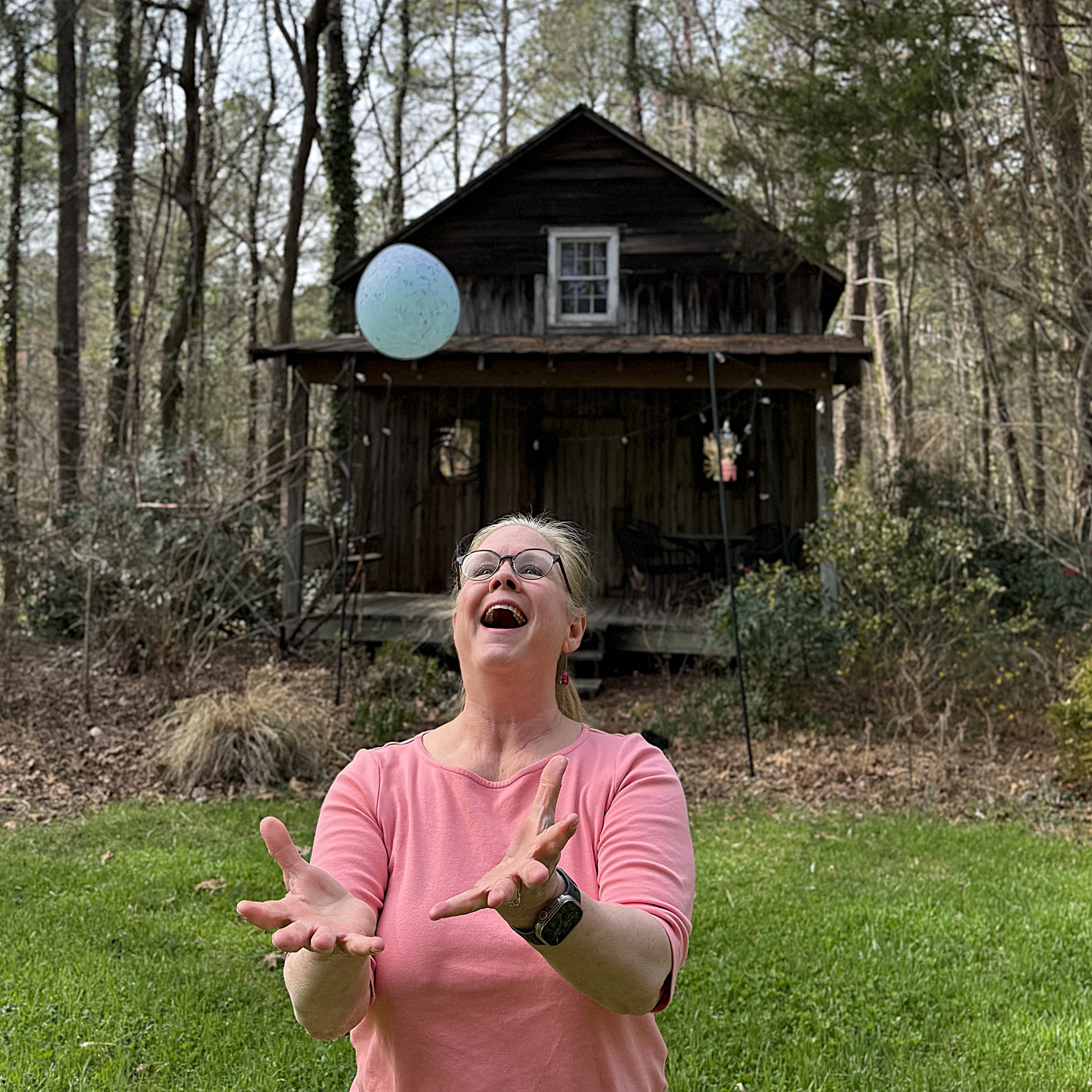 Lisa Oakley wins the egg toss competition every time! 