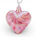 Heart-shaped pink and white marbled hand-blown glass ornament