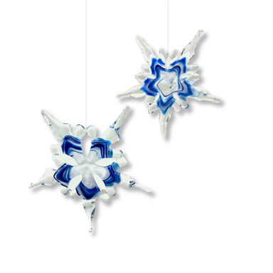handcrafted glass snowflakes for holiday decorating