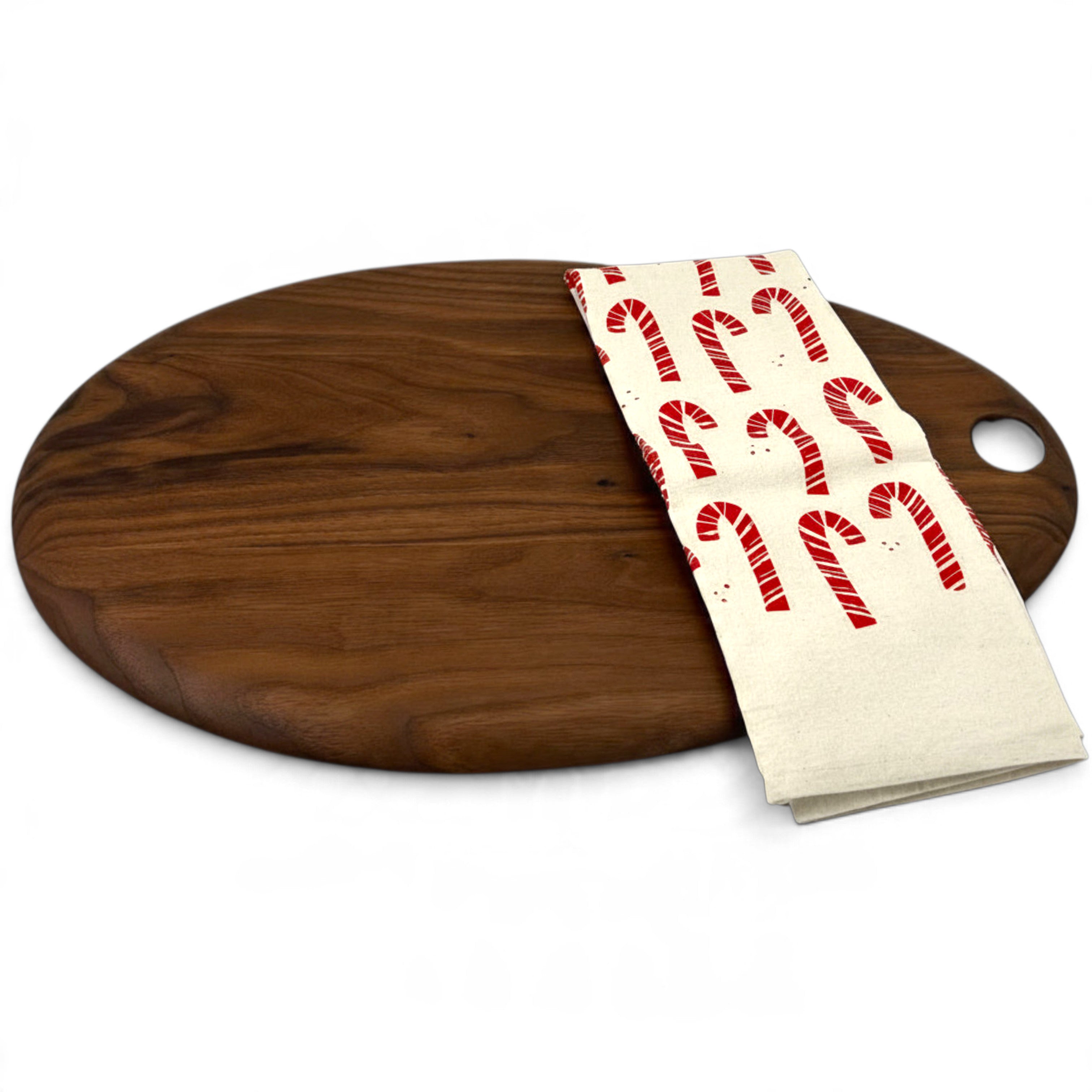 Hand Printed Kitchen Towel - Candy Canes