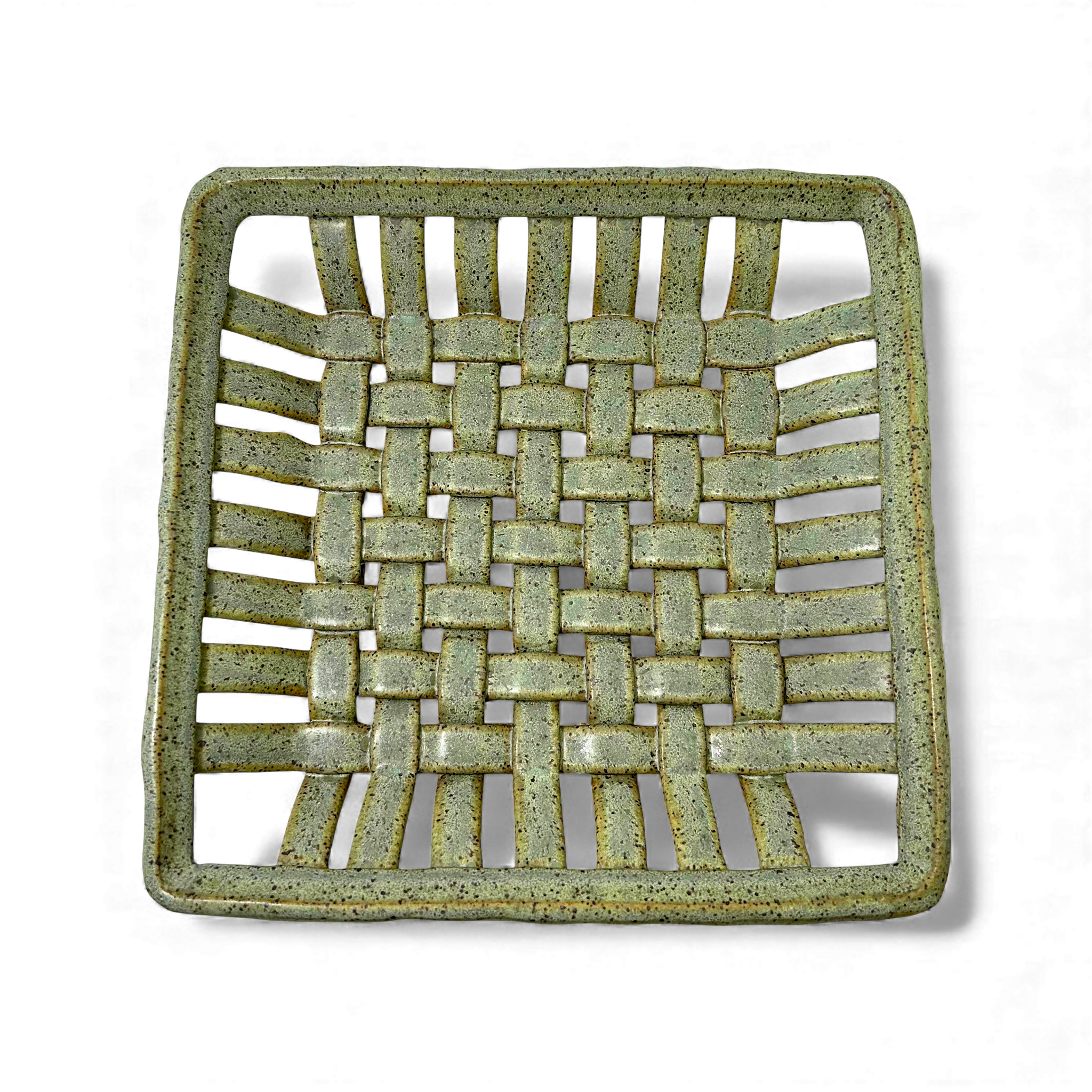 handcrafted ceramic art basket for display or kitchen