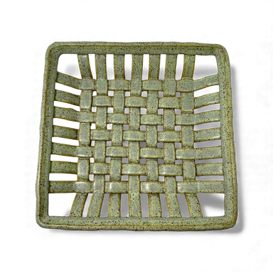 handcrafted ceramic art basket for display or kitchen