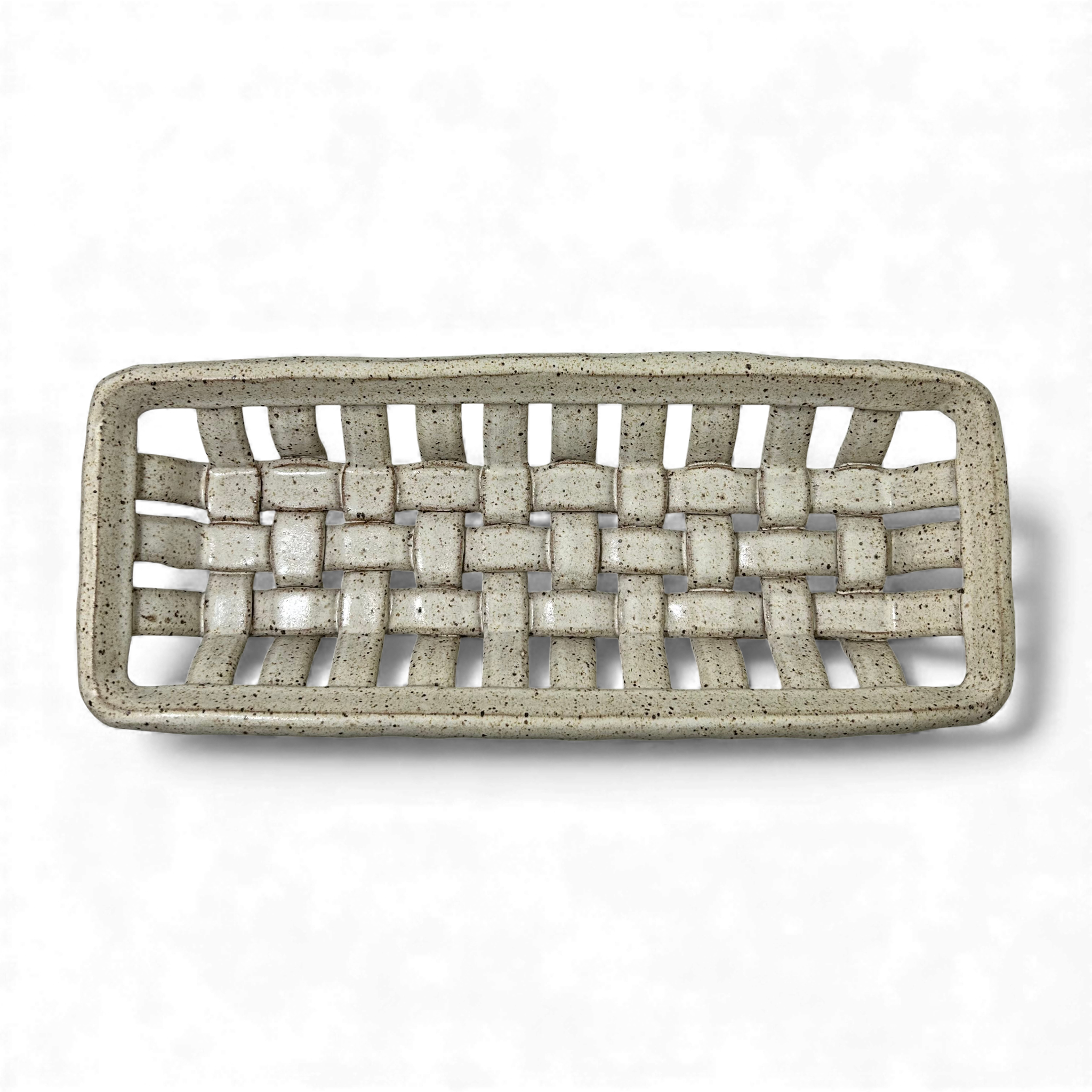 ceramic handwoven basket for display or home use