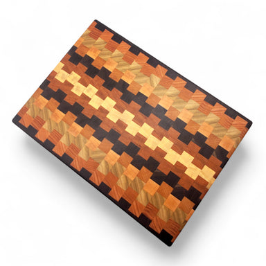 handcrafted cutting board made with hardwood end grain