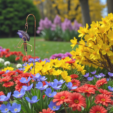 Handcrafted decorative garden stake Umbrella Fella for spring garden decor