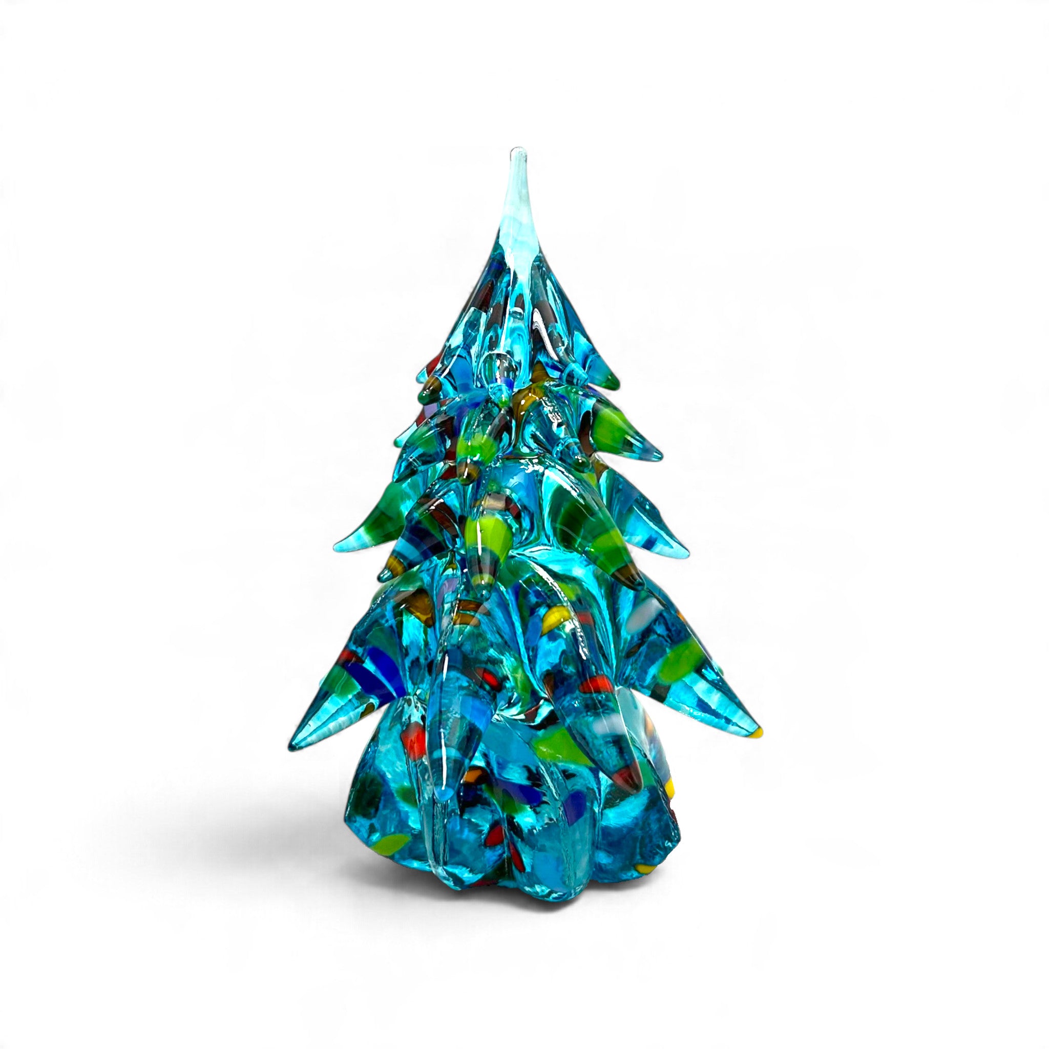Glass Tree with Decoration - Blue