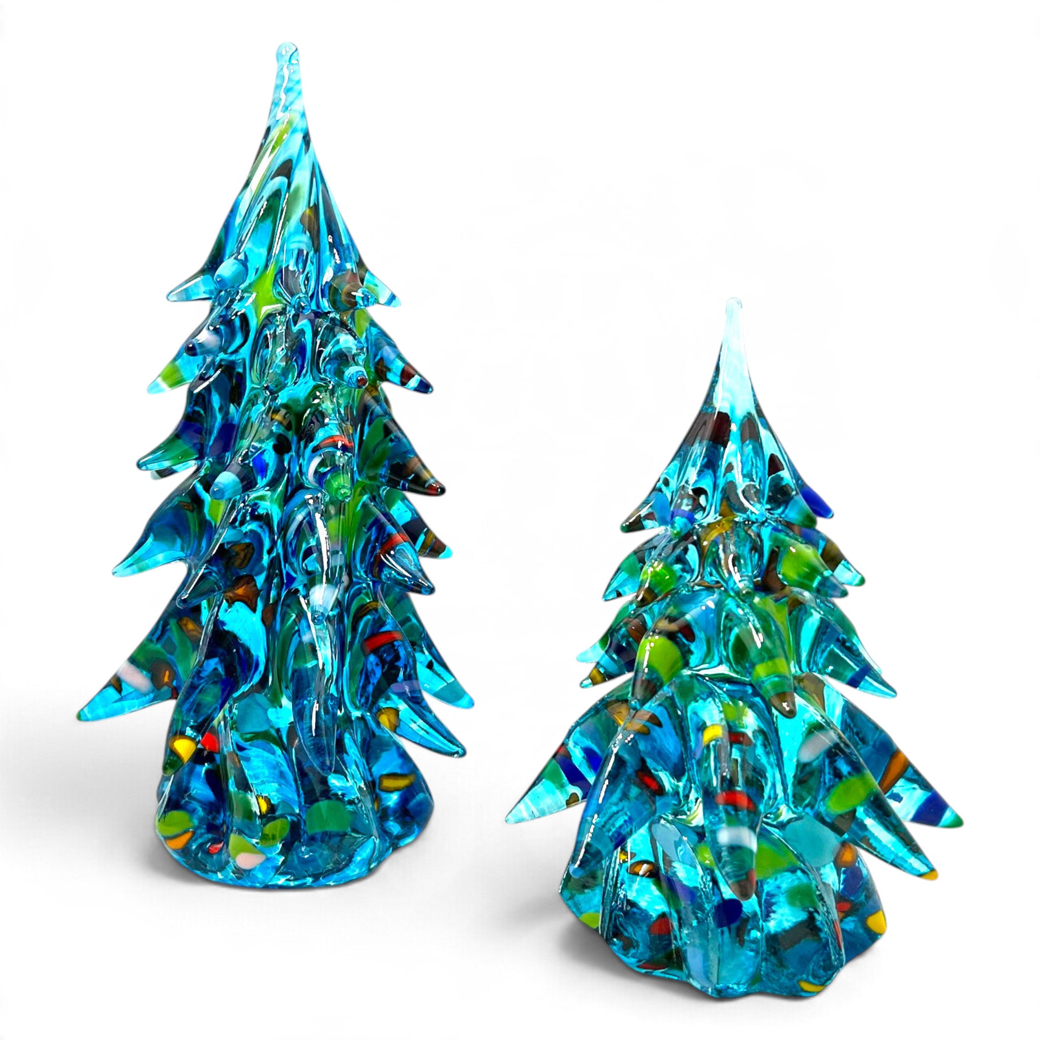 Glass Tree with Decoration - Blue