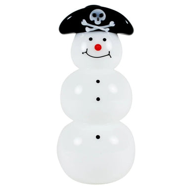 Snowman with a pirate hat on a white background