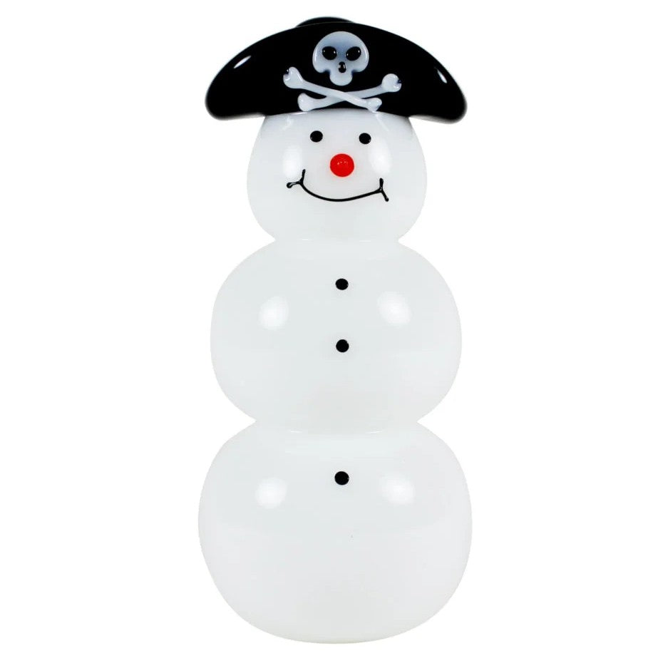 Snowman with a pirate hat on a white background