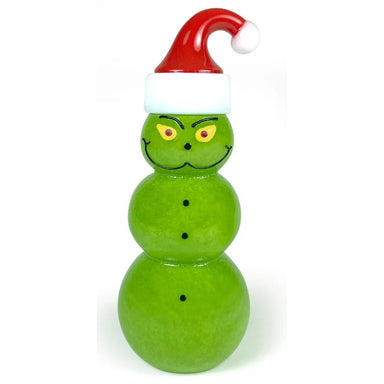 handcrafted grinch glass snowman- figurine