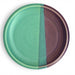 Handcrafted ceramic dessert plate with green and purple double glaze adds color and style to entertaining with friends