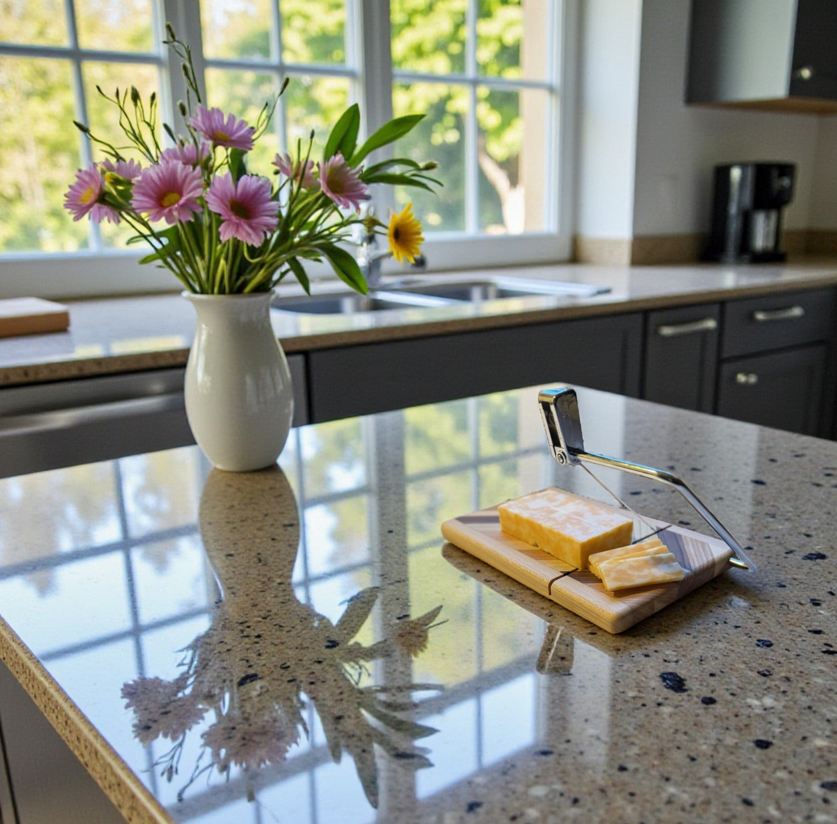 Using a handcrafted wire cheese cutter elevates your kitchen and makes cheese slicing a breeze!