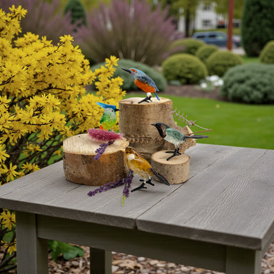 handcrafted glass bird figurines for spring decorating and home decor