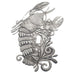 A silver-colored pewter switch plate with an intricate rock lobster design.