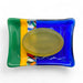 colorful glass soap dish with a bar of soap