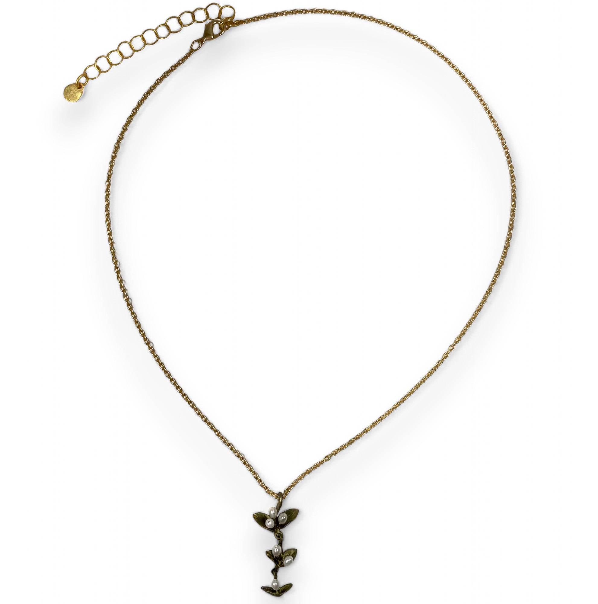 adjustable chain on a spring vine necklace with freshwater pearls