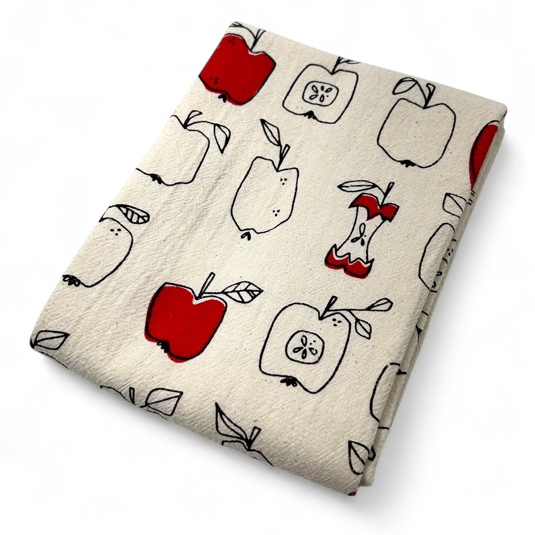 Hand Printed Kitchen Towel - Apples