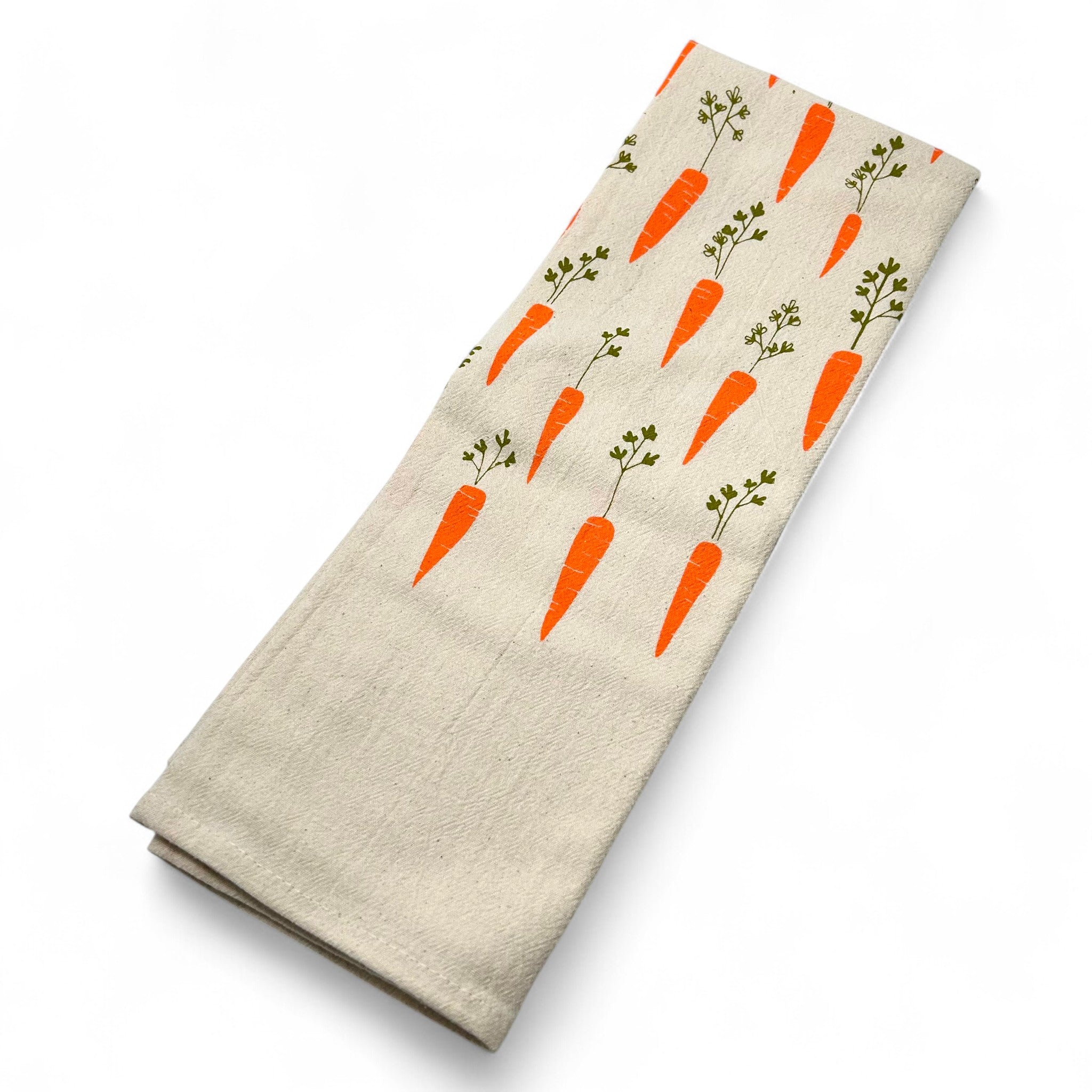 Hand Printed Kitchen Towel - Carrots