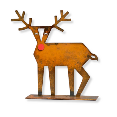 metal reindeer sculpture with re magnet nose