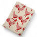 Folded 100% recycled cotton kitchen with red rooster pattern in bright red, environmentally friendly ink