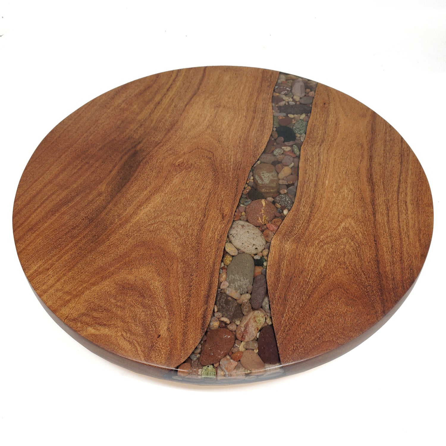 Mesquite Lazy Susan with River Rock Inlay