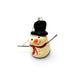 A small hand-painted snowman ornament. The snowman has a cream-colored body, a black top hat, a red scarf, and a carrot nose, with twig arms.