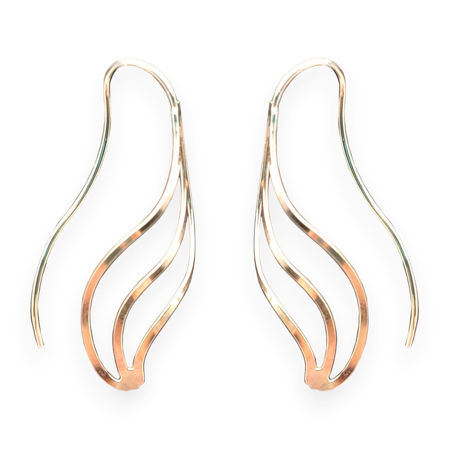 mark steel handcrafted wave earring sterling silver and gold filled