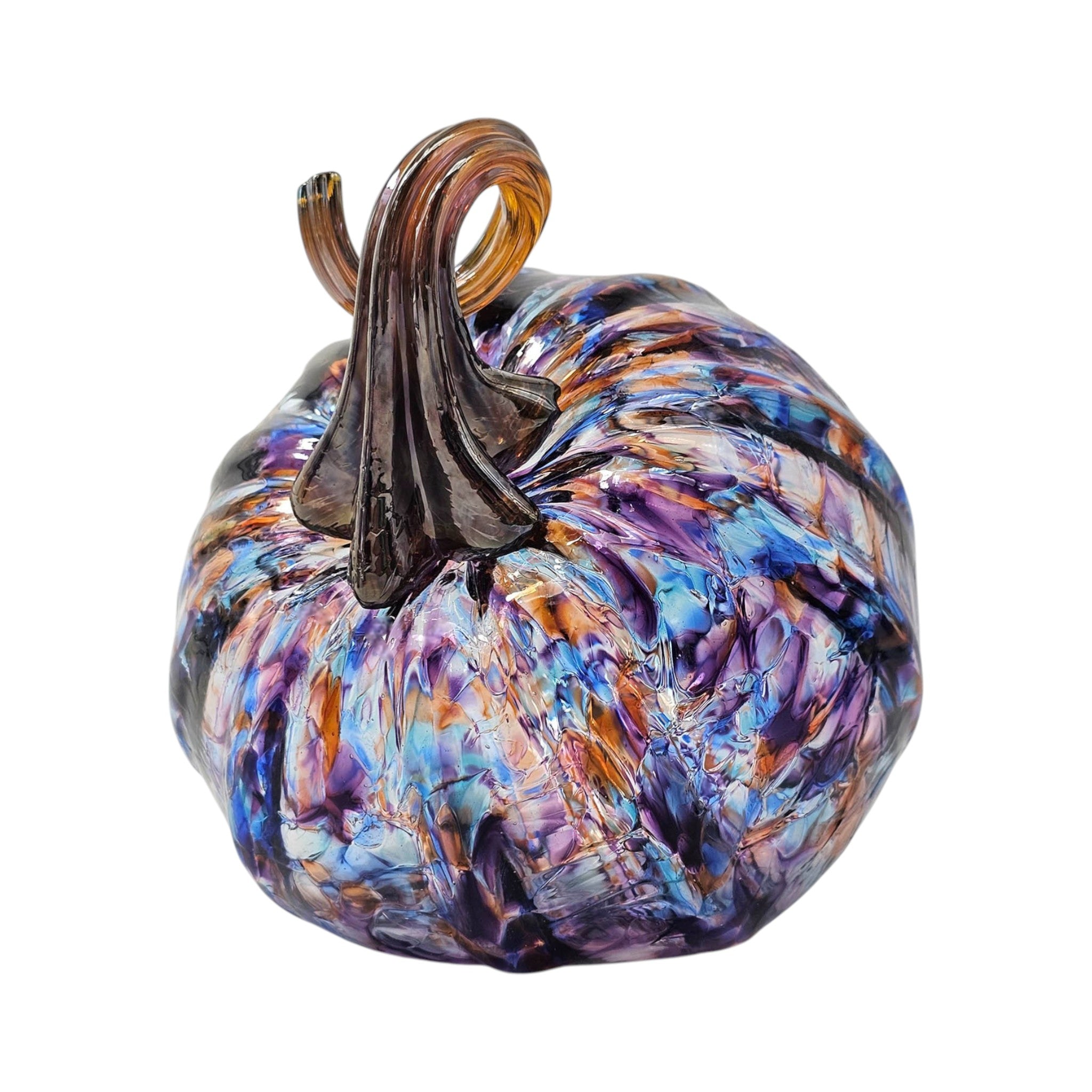 Multicolored glass pumpkin on a white background