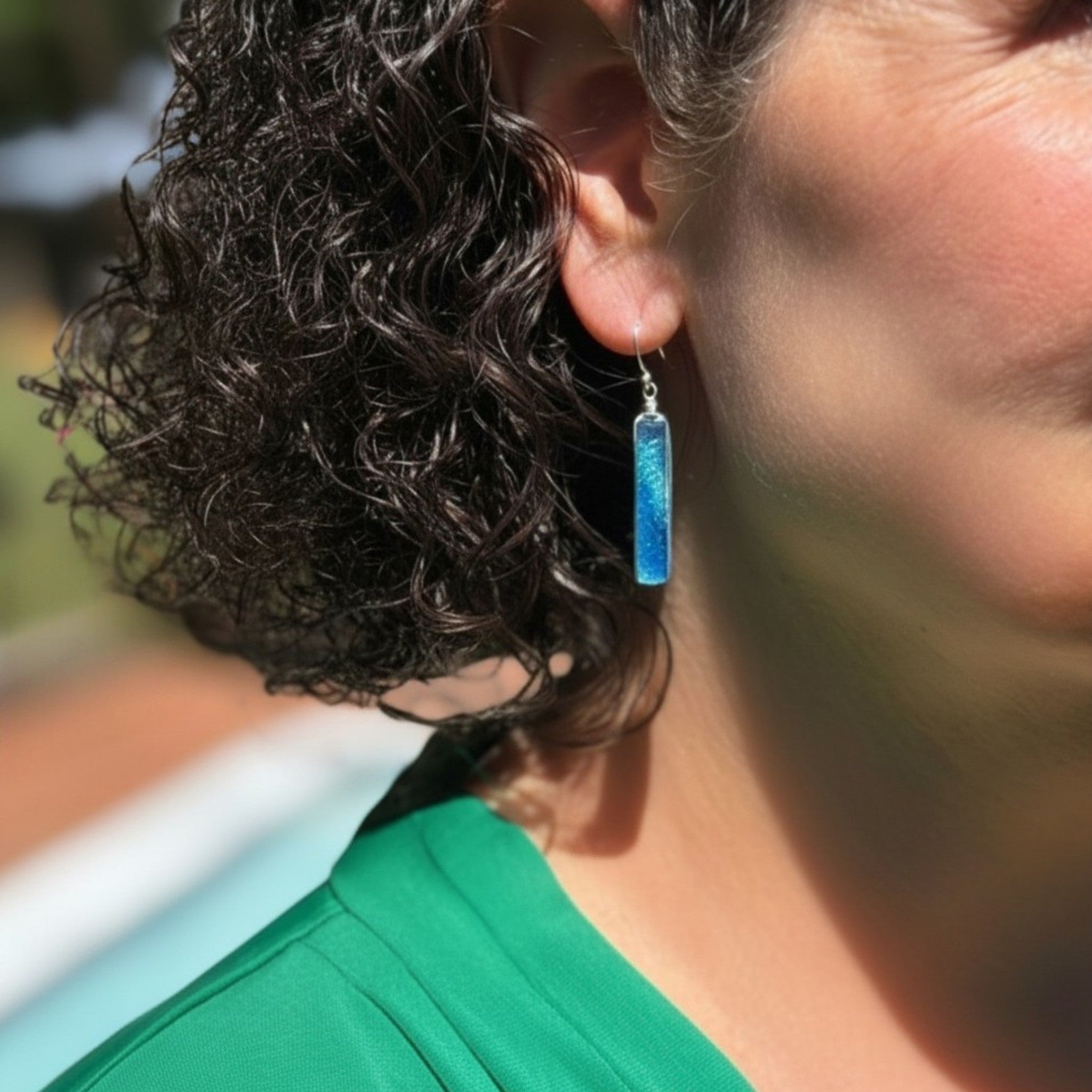 Rectangle Earrings - Sea Blue