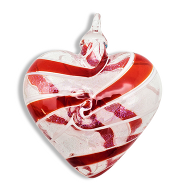 A handcrafted red and white heart-shaped ornament is a wonderful gift to let your valentine know how much you care