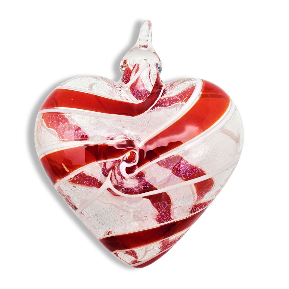A handcrafted red and white heart-shaped ornament is a wonderful gift to let your valentine know how much you care