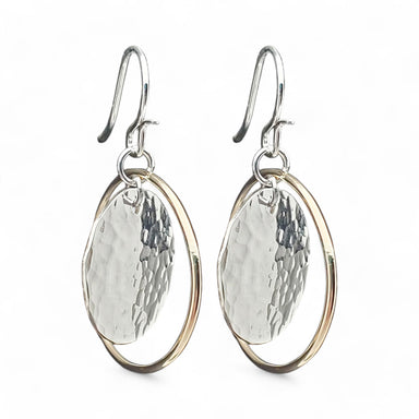 sterling silver and gold fill disc earrings measure about .75" in diameter