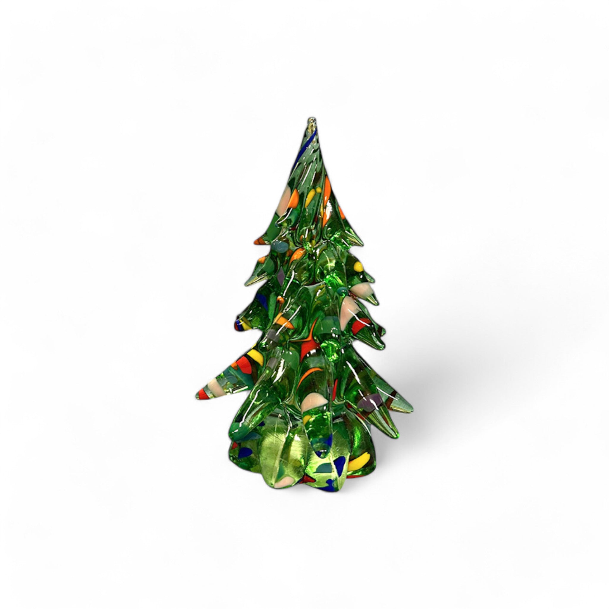 small green handcrafted glass holiday tree great for decorating