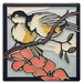 handcrafted ceramic tile featuring spring chickadees by the artisans at Motawi Tileworks