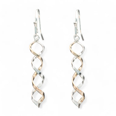 Double helix design earrings crafted with sterling silver and gold fill