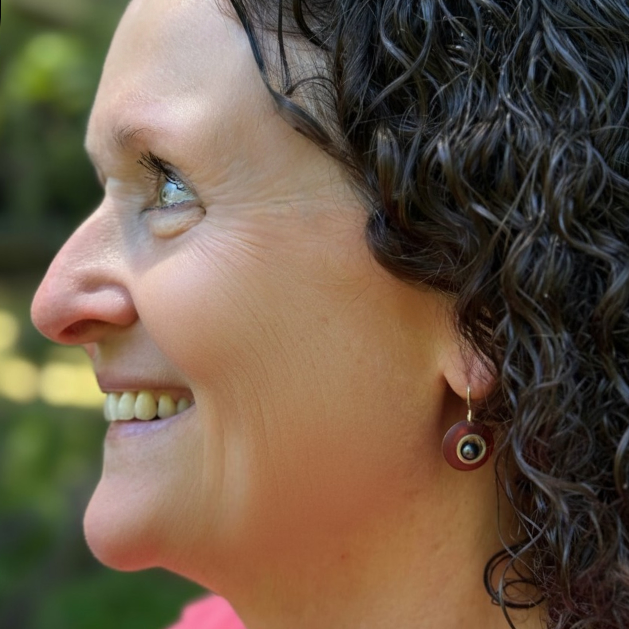 New Pearl Earrings - Rust with Black Pearl