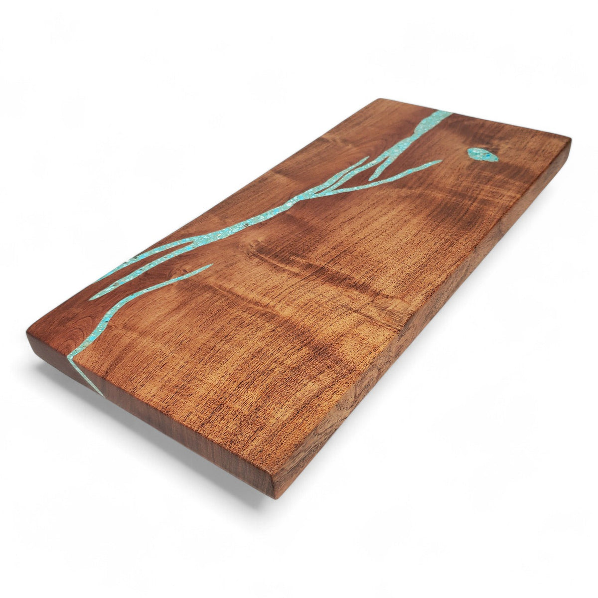 Mesquite Sushi Board with Turquoise Inlay — Cedar Creek Gallery