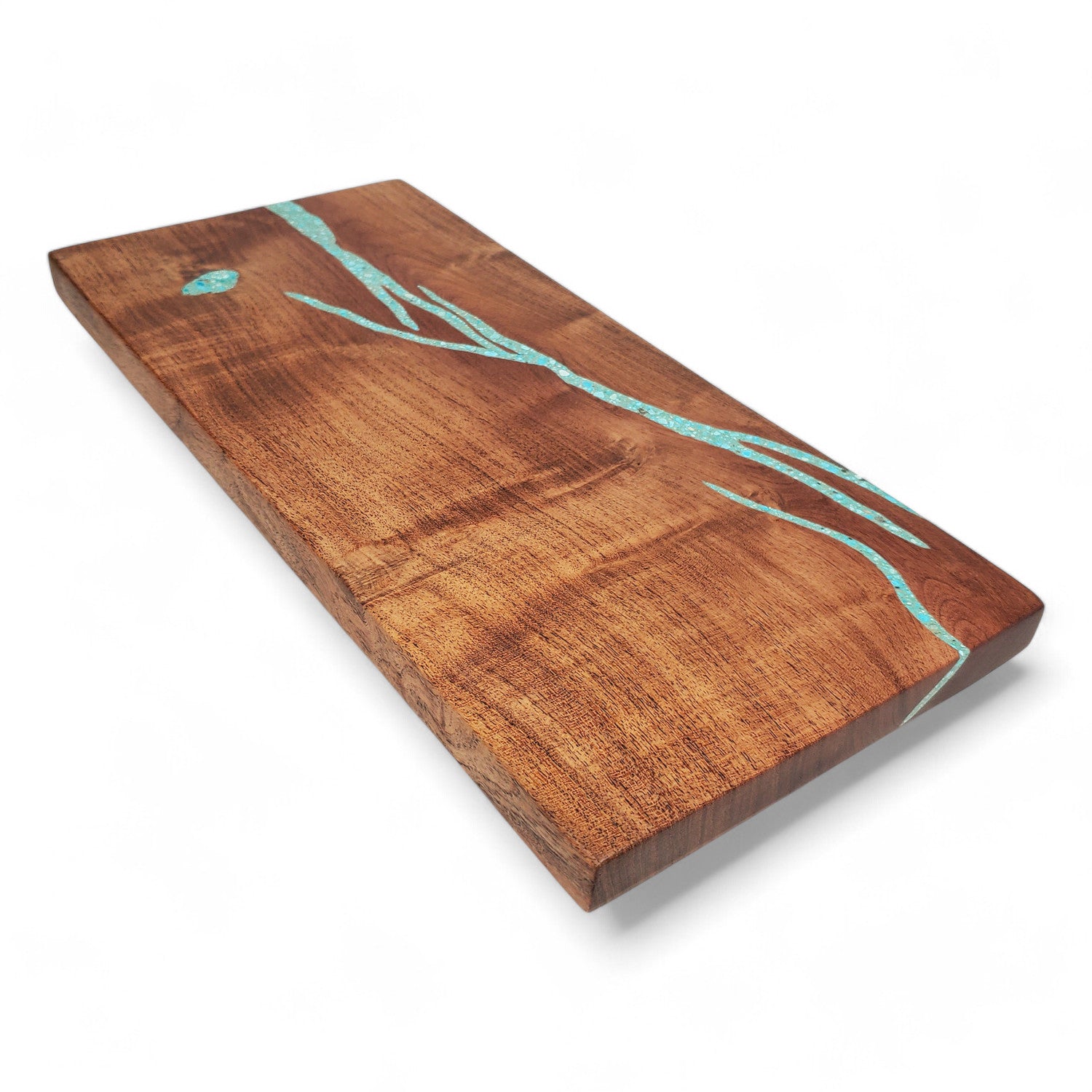 Mesquite Sushi Board with Turquoise Inlay