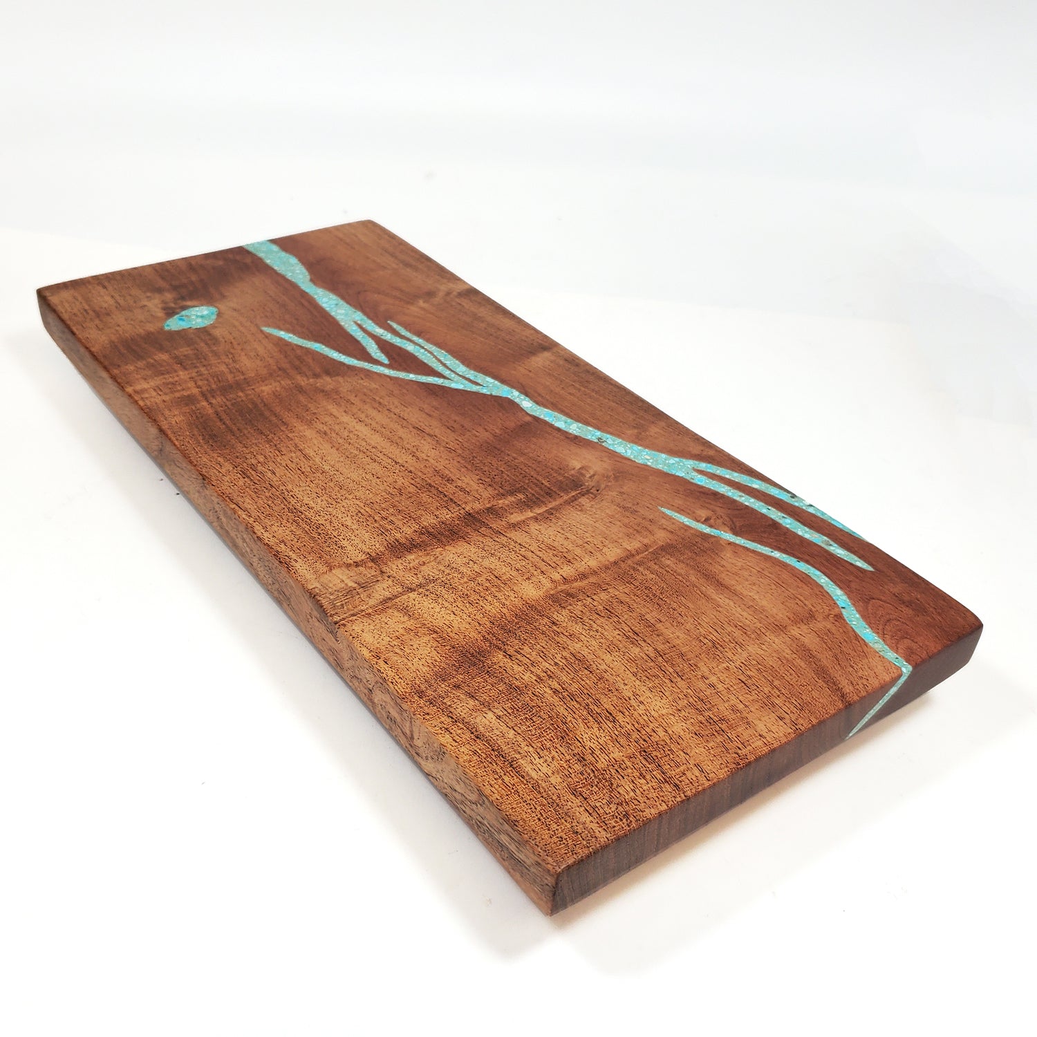 Mesquite Sushi Board with Turquoise Inlay