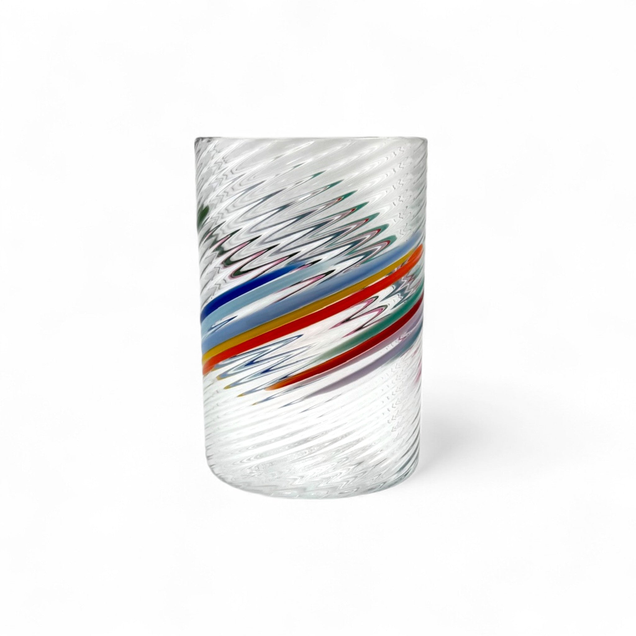 hand-crafted large glass tumbler with swirls